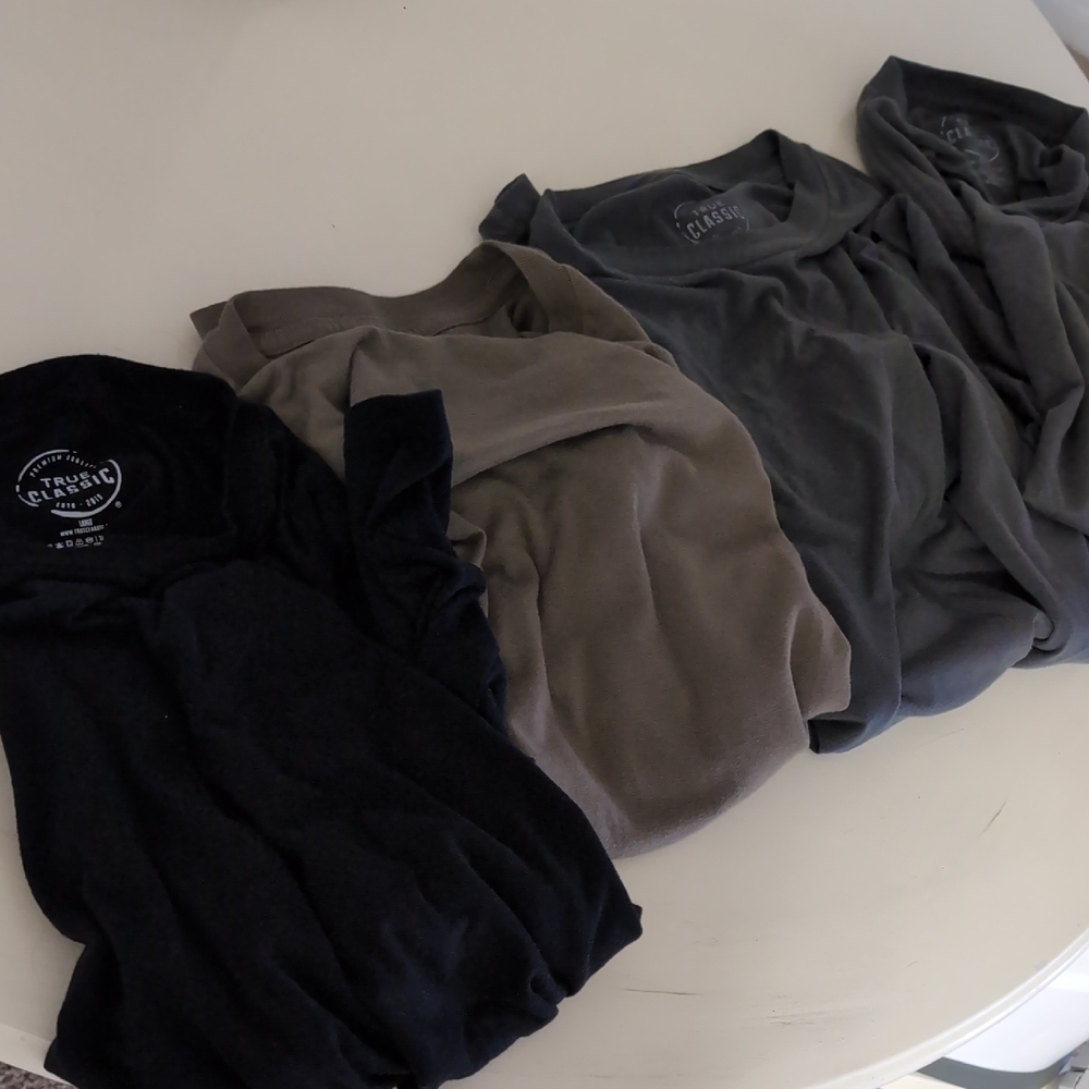 Men's True Classic T-Shirts in Black, Gray, and Military Green